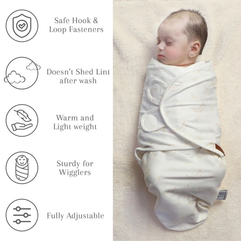 Baby Swaddle Ivory Cream (ABC, Sun, Banana)