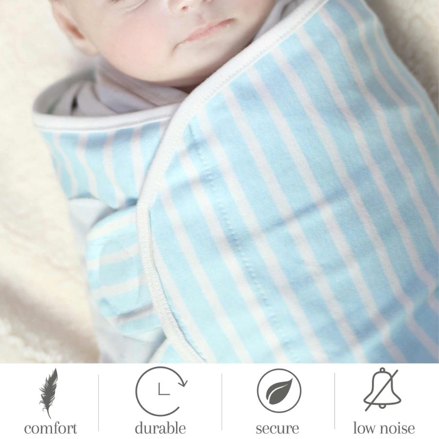 Baby Swaddle Light Blue (Stripes, Clouds, Stars)