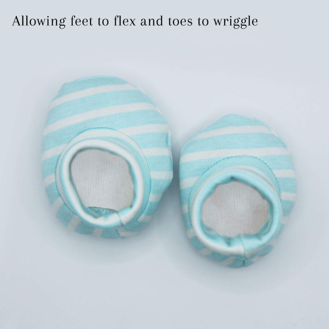 Pair of 3 Baby Booties Light Blue (Stripes, Clouds, Stars)