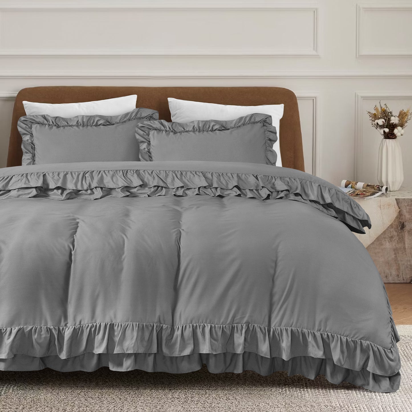 Ruffled Borders Duvet Cover Set