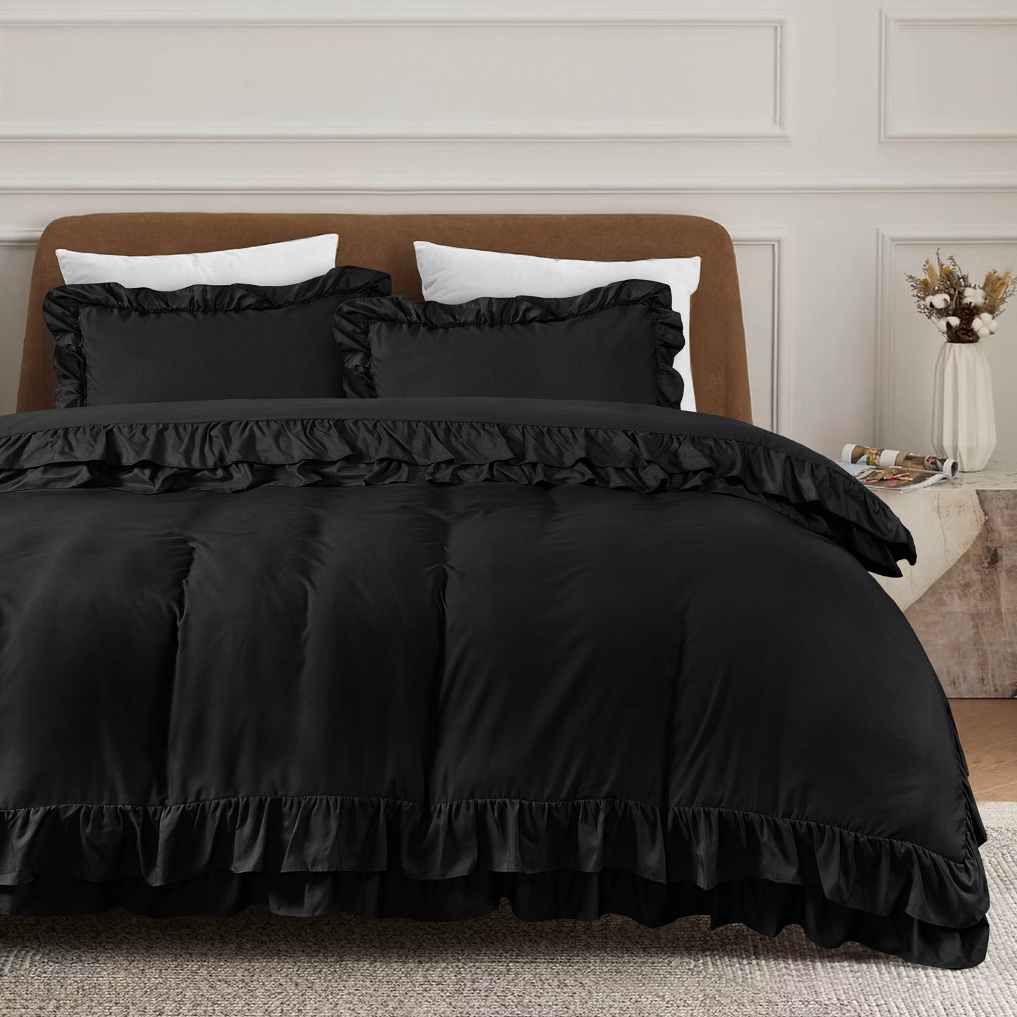 Ruffled Borders Duvet Cover Set