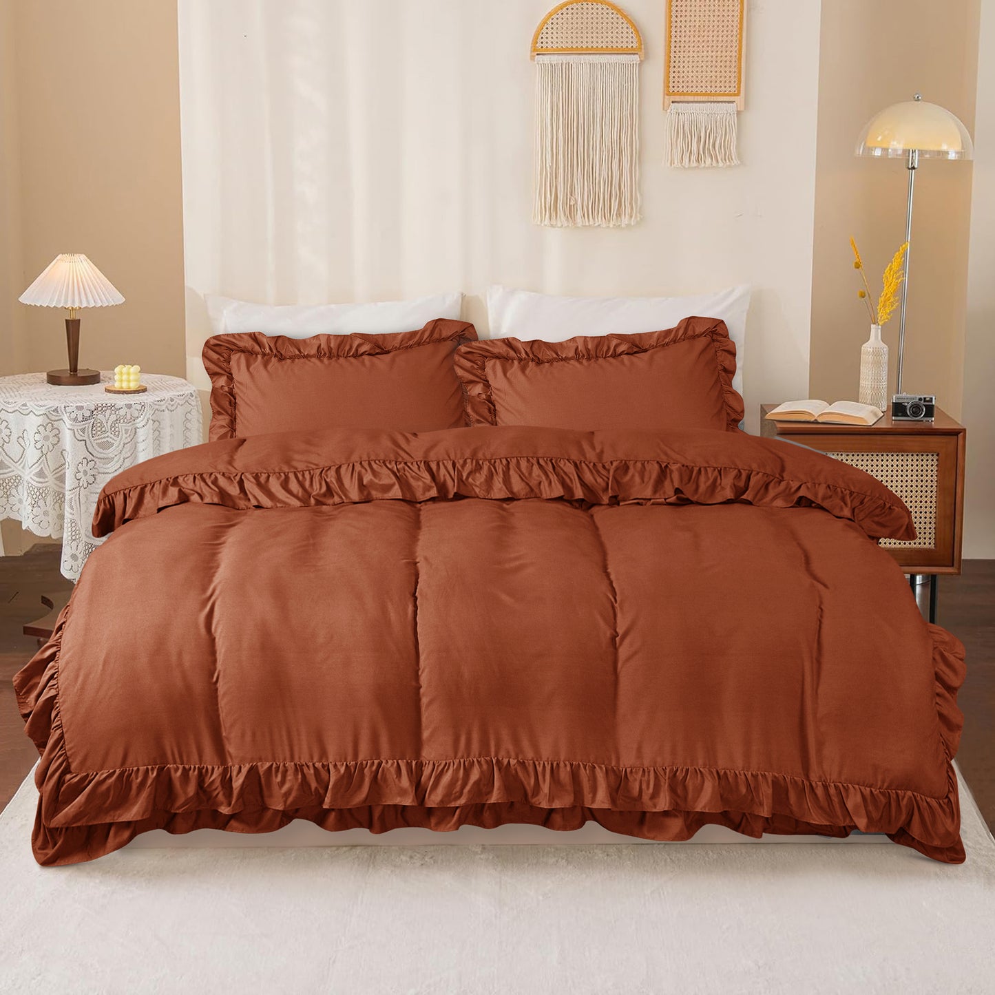 Ruffled Borders Duvet Cover Set