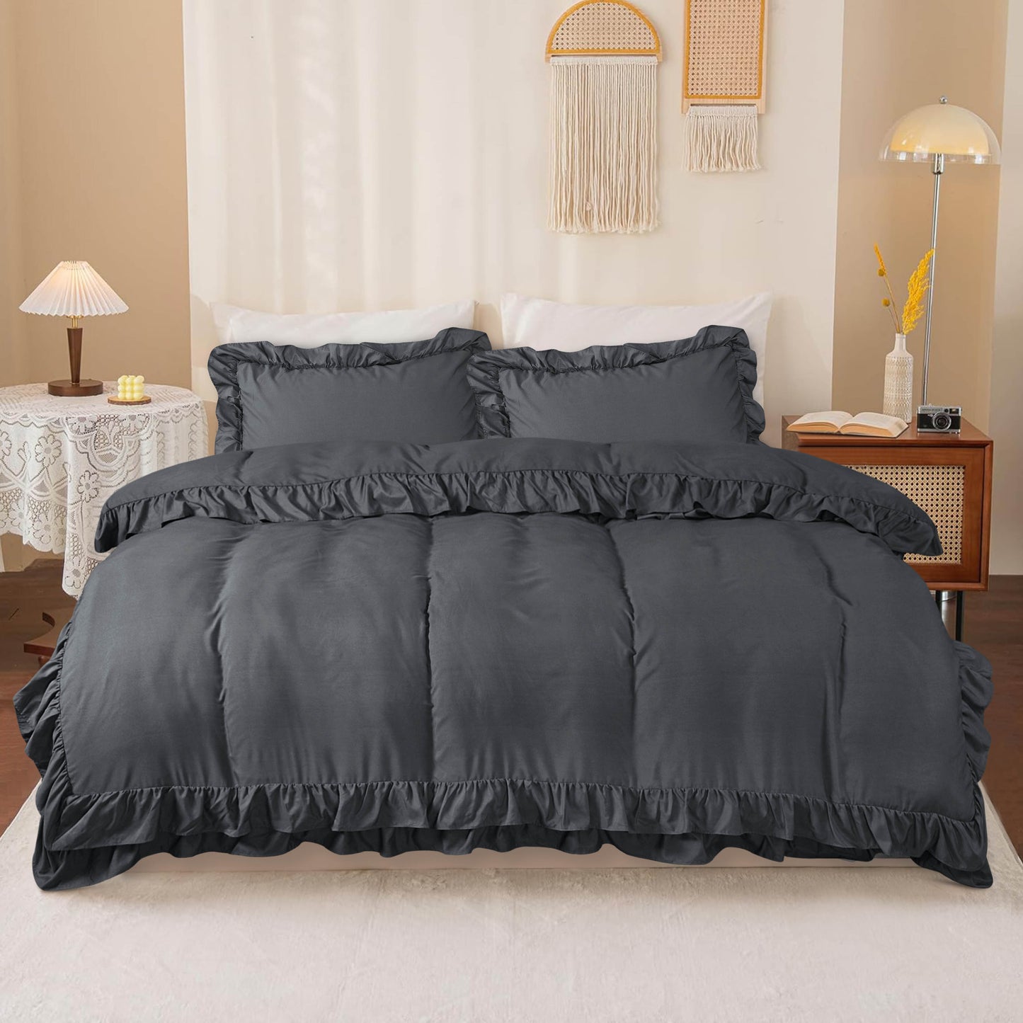 Ruffled Borders Duvet Cover Set