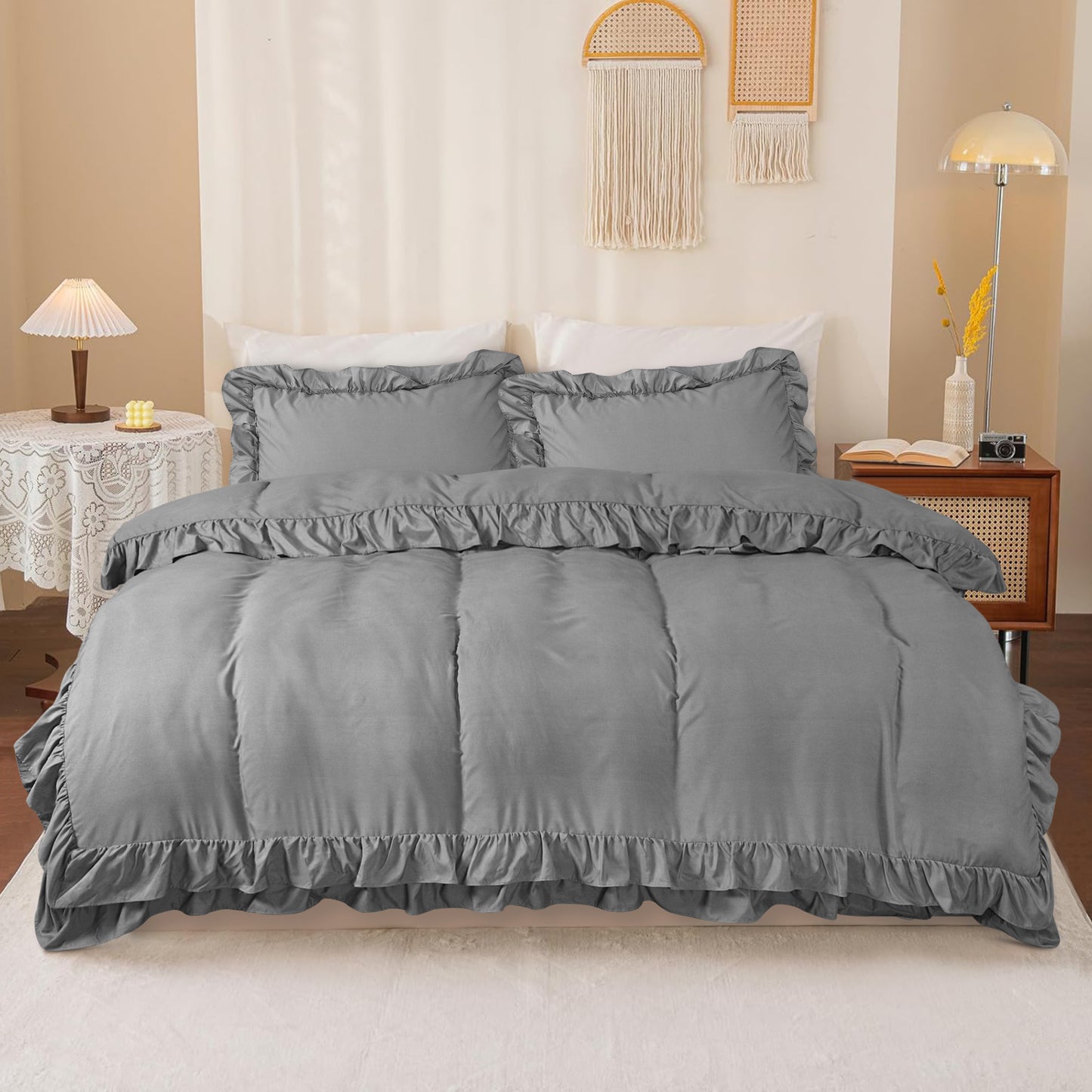 Ruffled Borders Duvet Cover Set