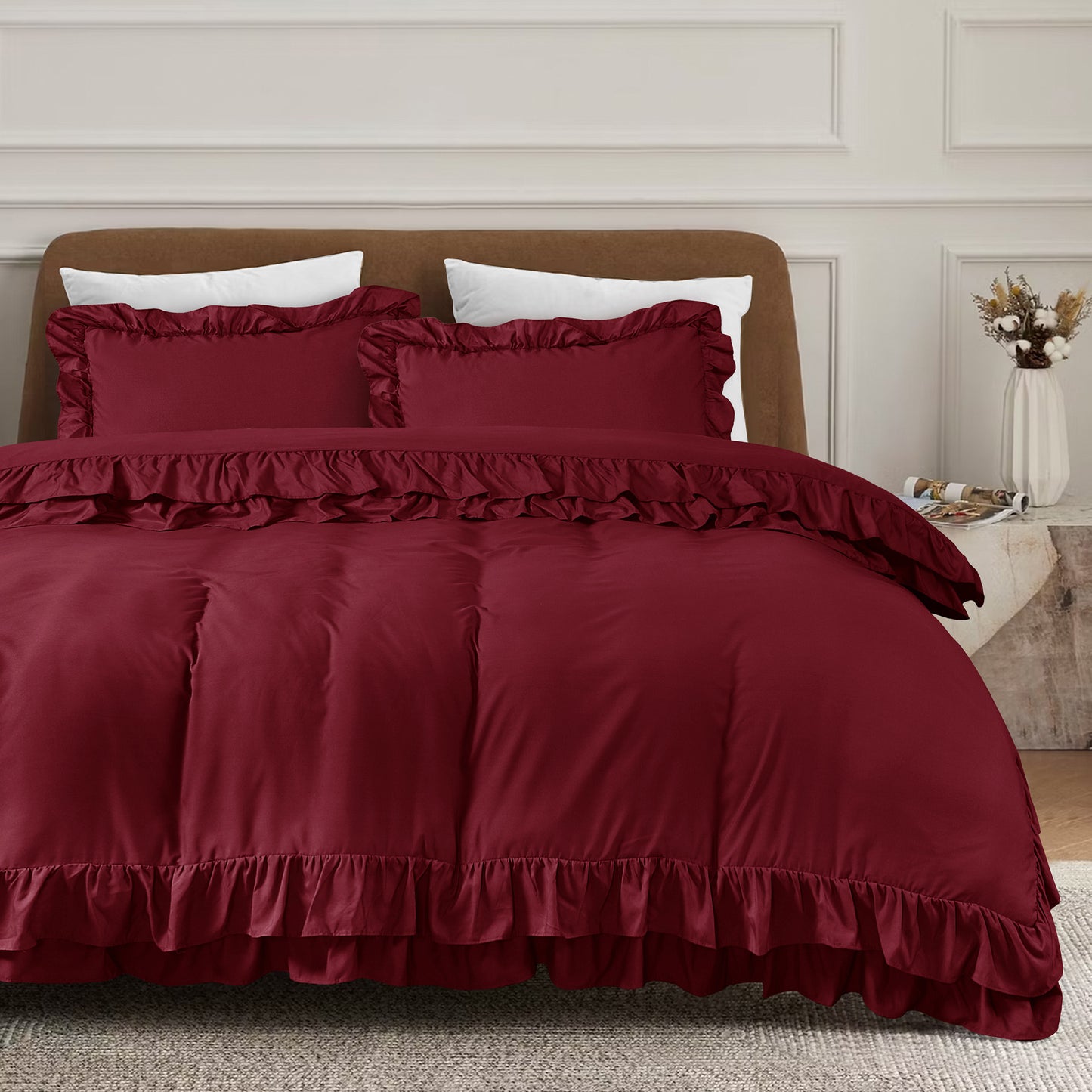 Ruffled Borders Duvet Cover Set