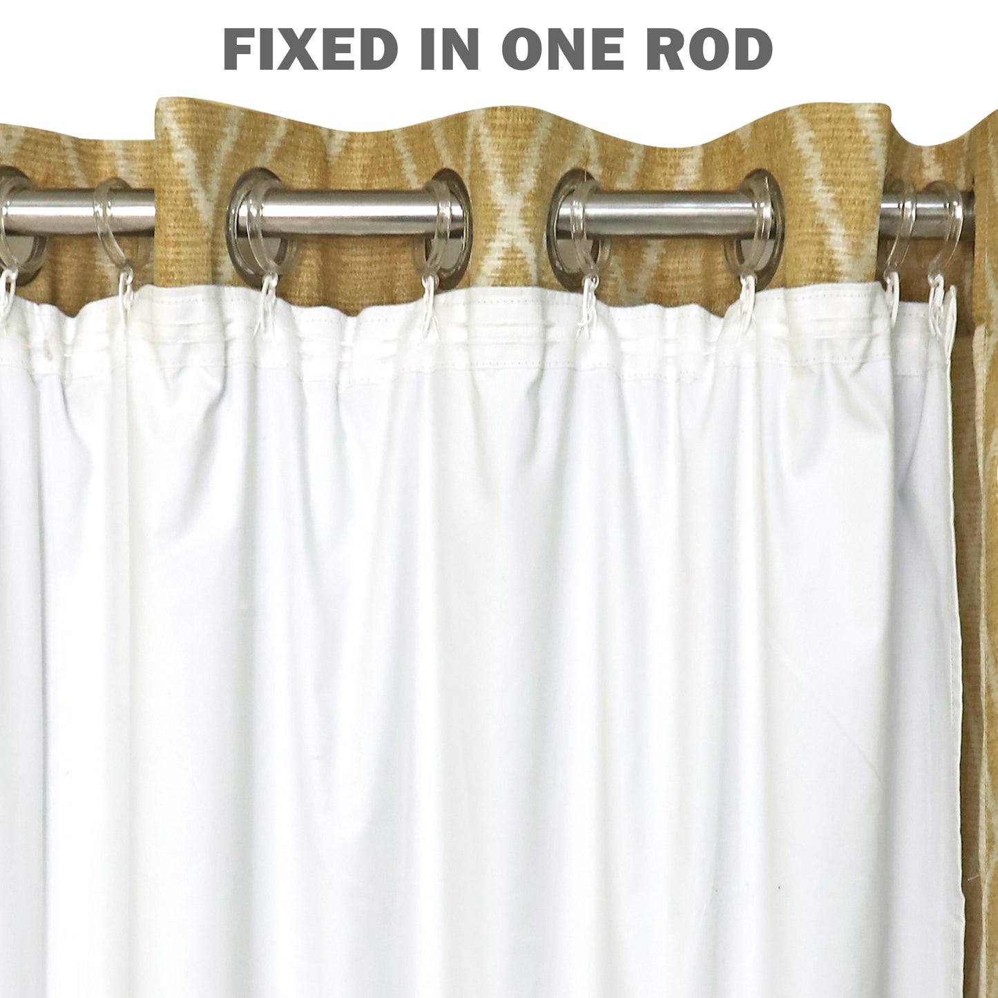 100% Blackout Curtain Lining Pair White With Hooks & Rings