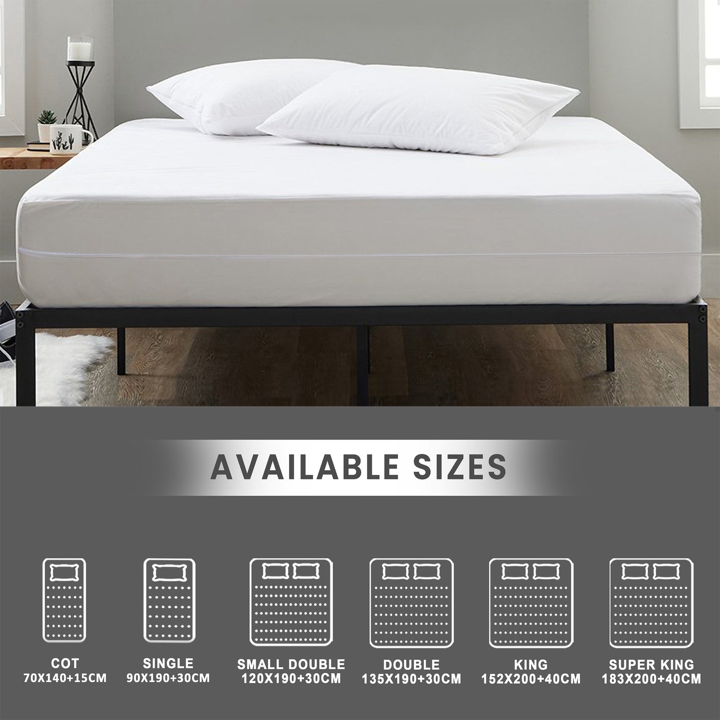 Zipped Waterproof Mattress Protector Cover | Total Encasement Anti Bed Bug