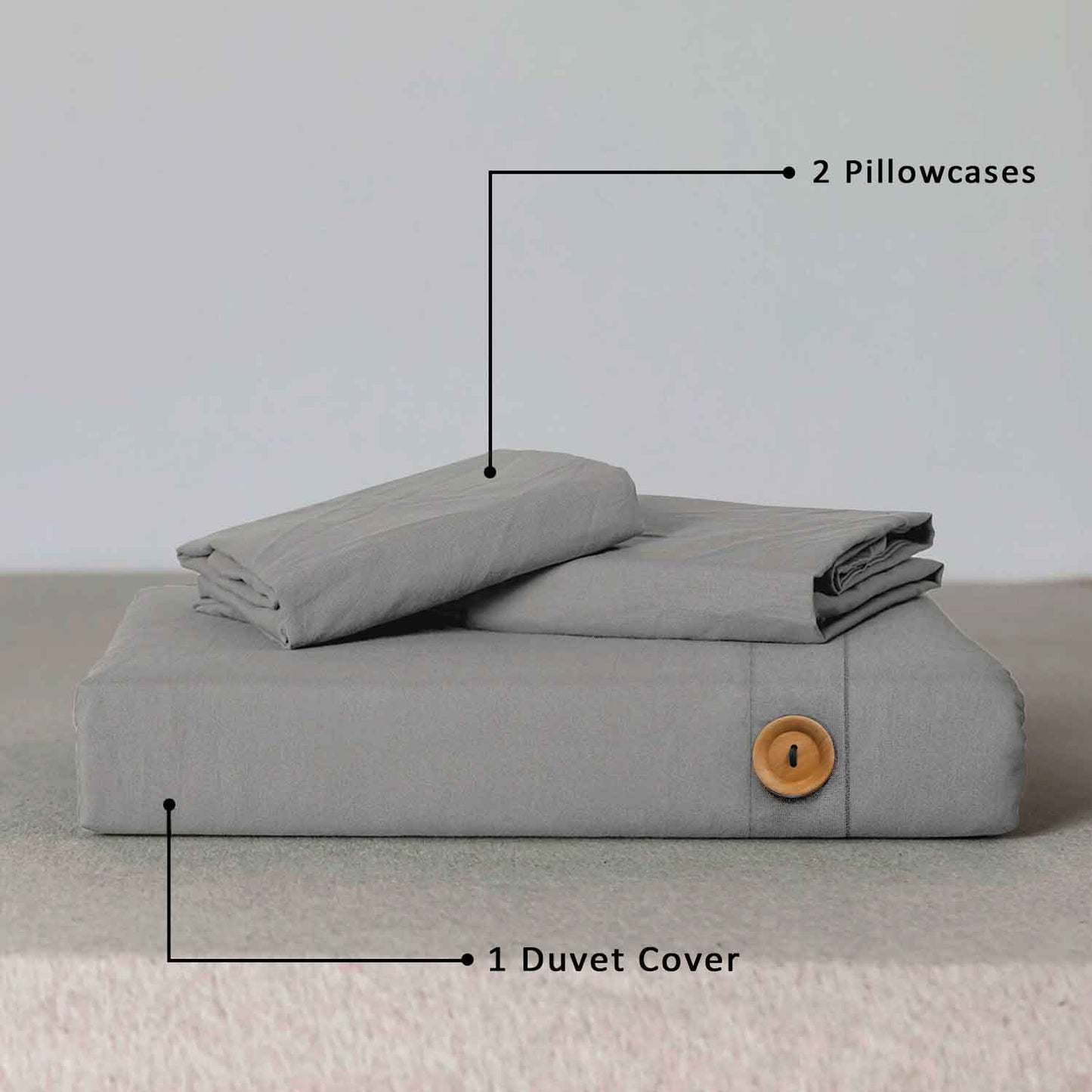 Wood Button Duvet Cover Set