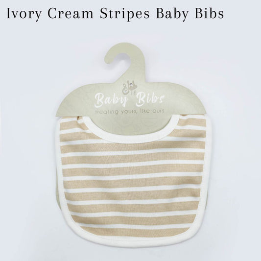 Baby Bib Ivory Cream Stripe