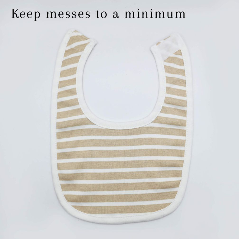 Baby Bib Ivory Cream Stripe