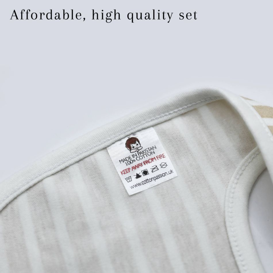 Baby Bib Ivory Cream Stripe