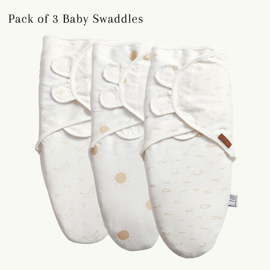 Baby Swaddle Ivory Cream (ABC, Sun, Banana)