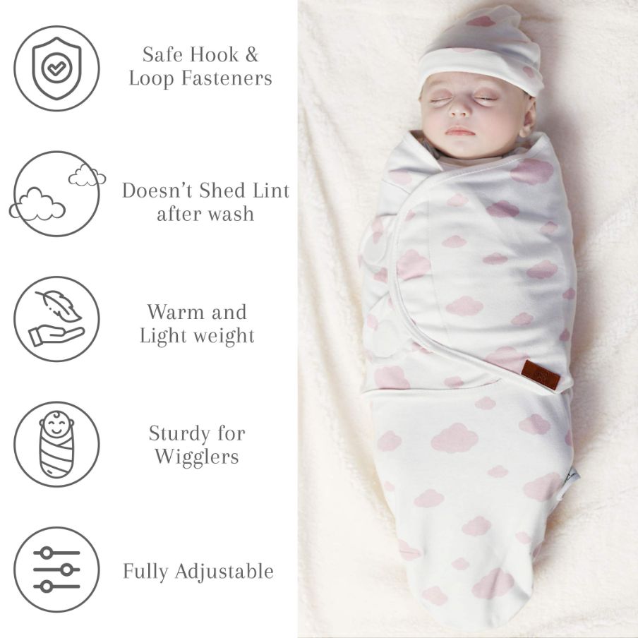 Baby Swaddle Lilac (Stripes, Clouds, Stars)