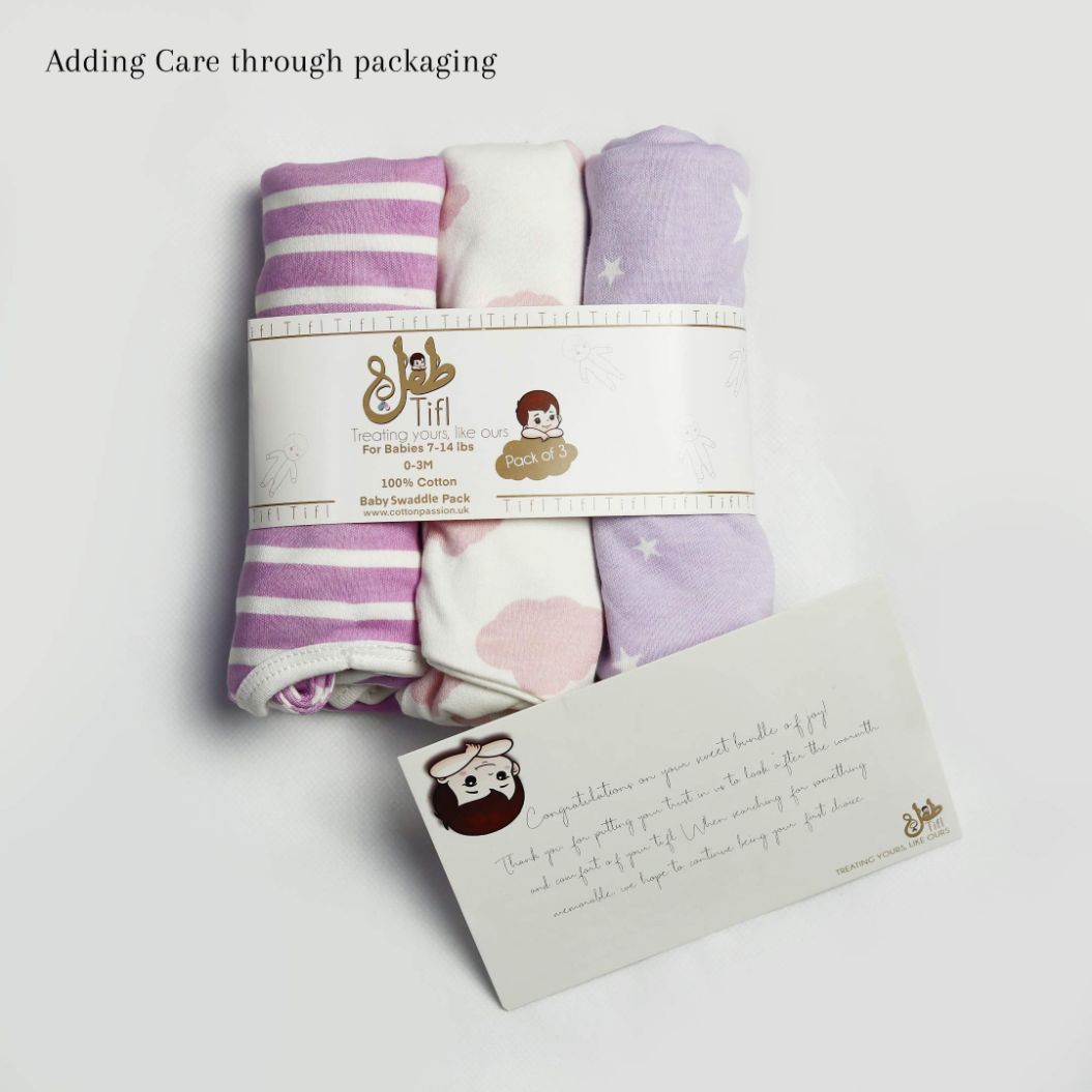 Baby Swaddle Lilac (Stripes, Clouds, Stars)