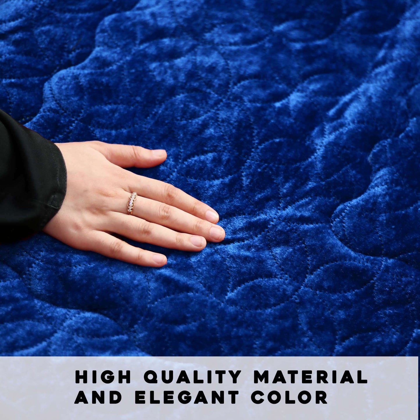 Luxury Crushed Velvet Rug Navy