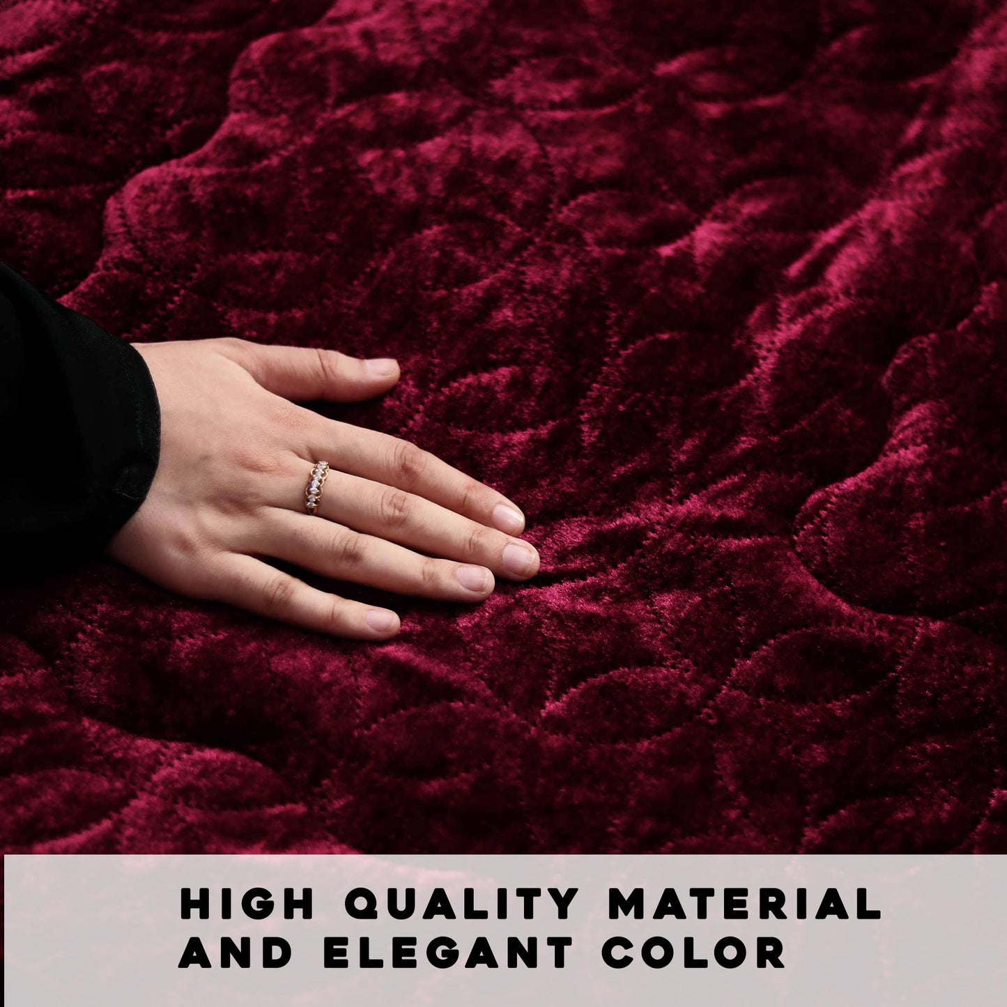 Luxury Crushed Velvet Rug Burgundy