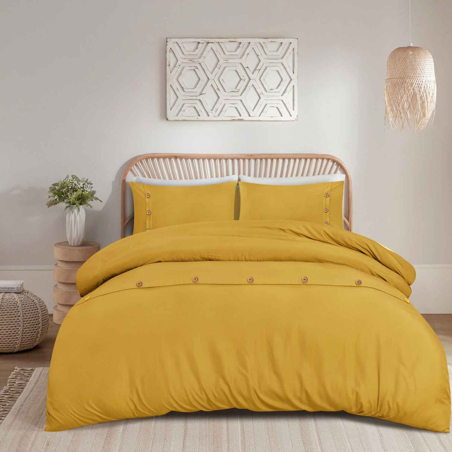 Wood Button Duvet Cover Set