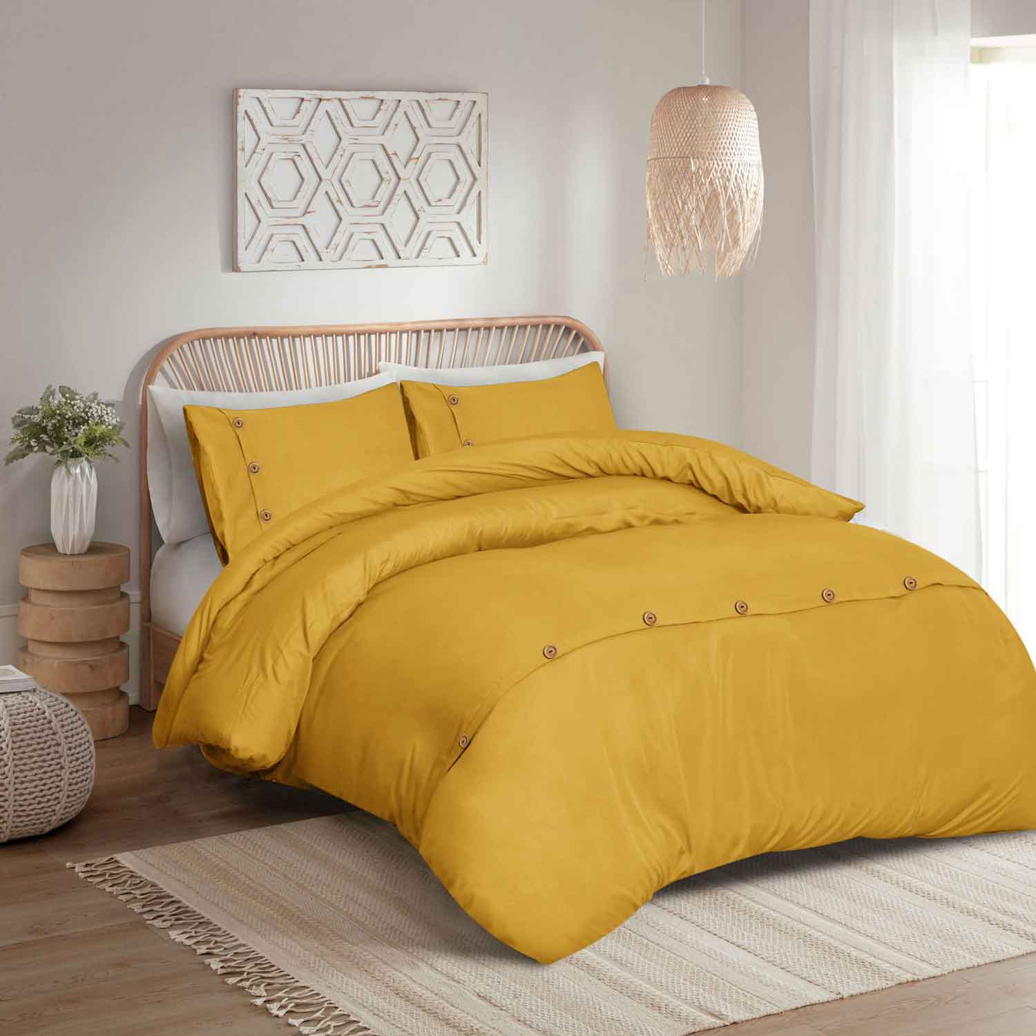 Wood Button Duvet Cover Set