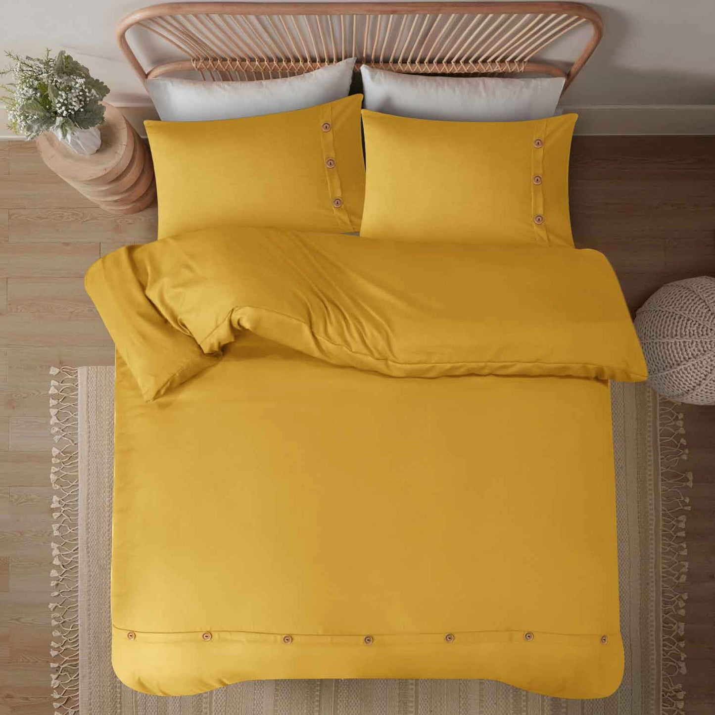 Wood Button Duvet Cover Set