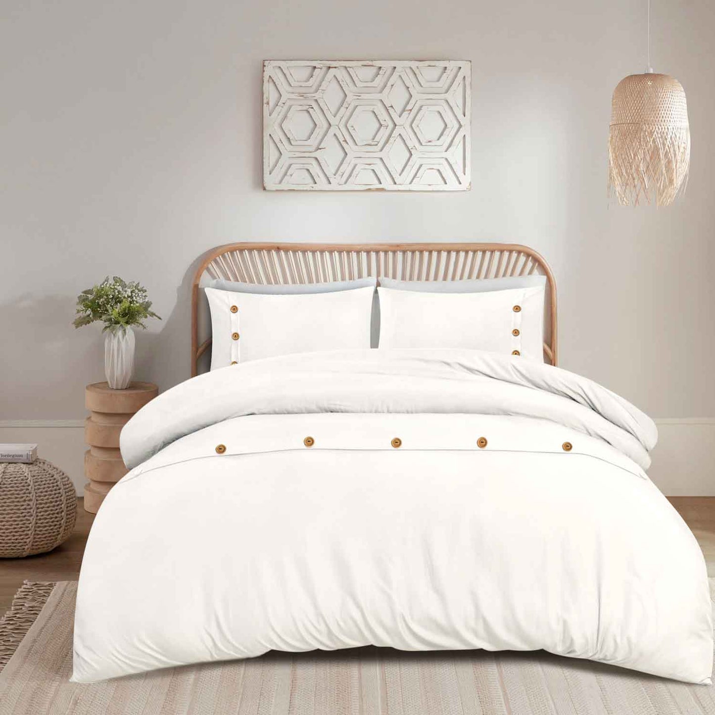 Wood Button Duvet Cover Set