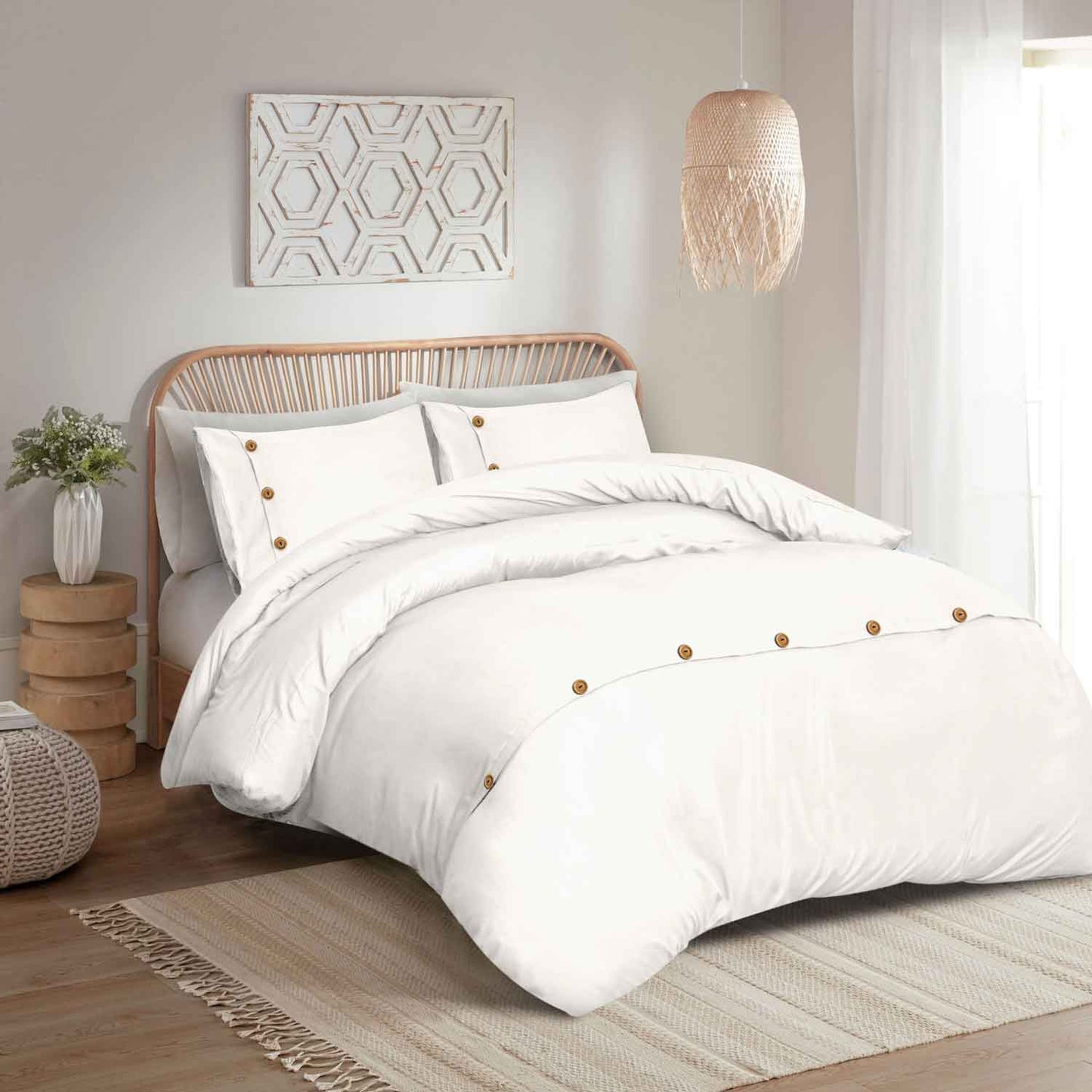 Wood Button Duvet Cover Set