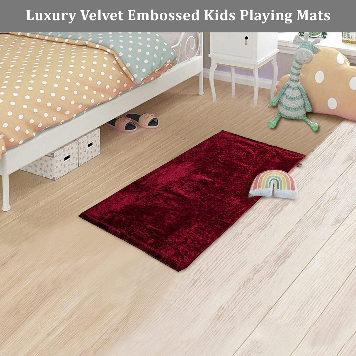 Luxury Crushed Velvet Kids Rug Pink