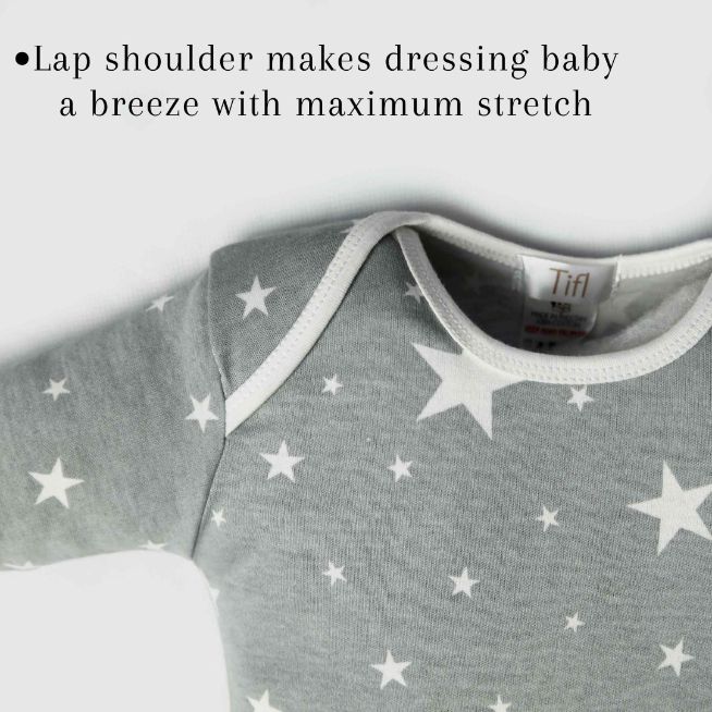 Newborn Baby Romper Bodysuit Grey (Stripes, Clouds, Stars)