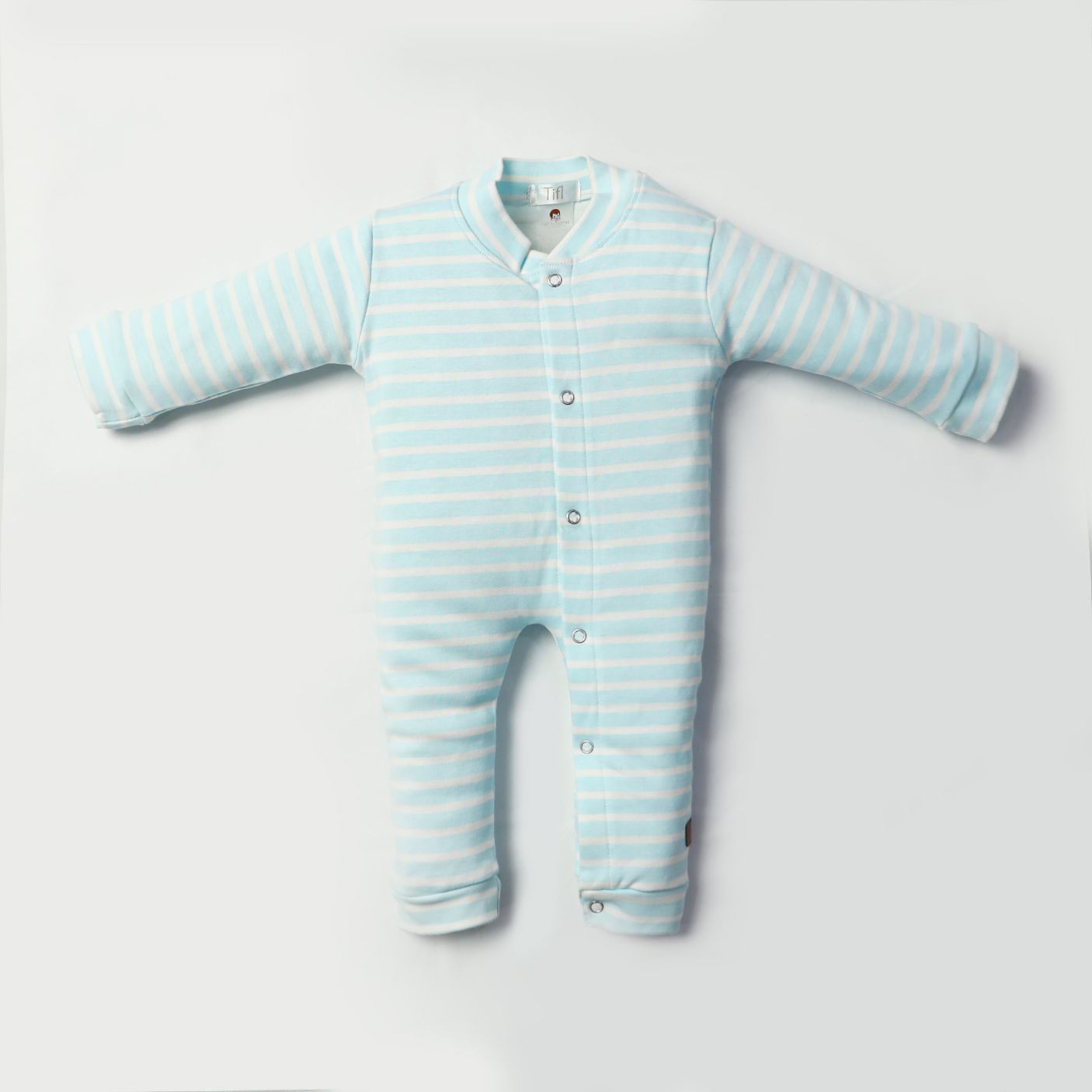 Newborn Baby Romper Bodysuit Light Blue (Stripes, Clouds, Stars)