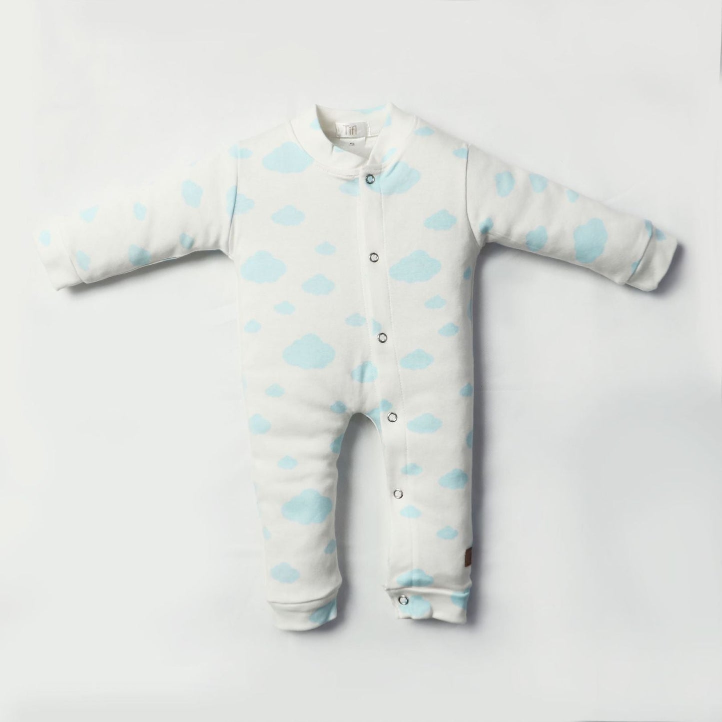 Newborn Baby Romper Bodysuit Light Blue (Stripes, Clouds, Stars)