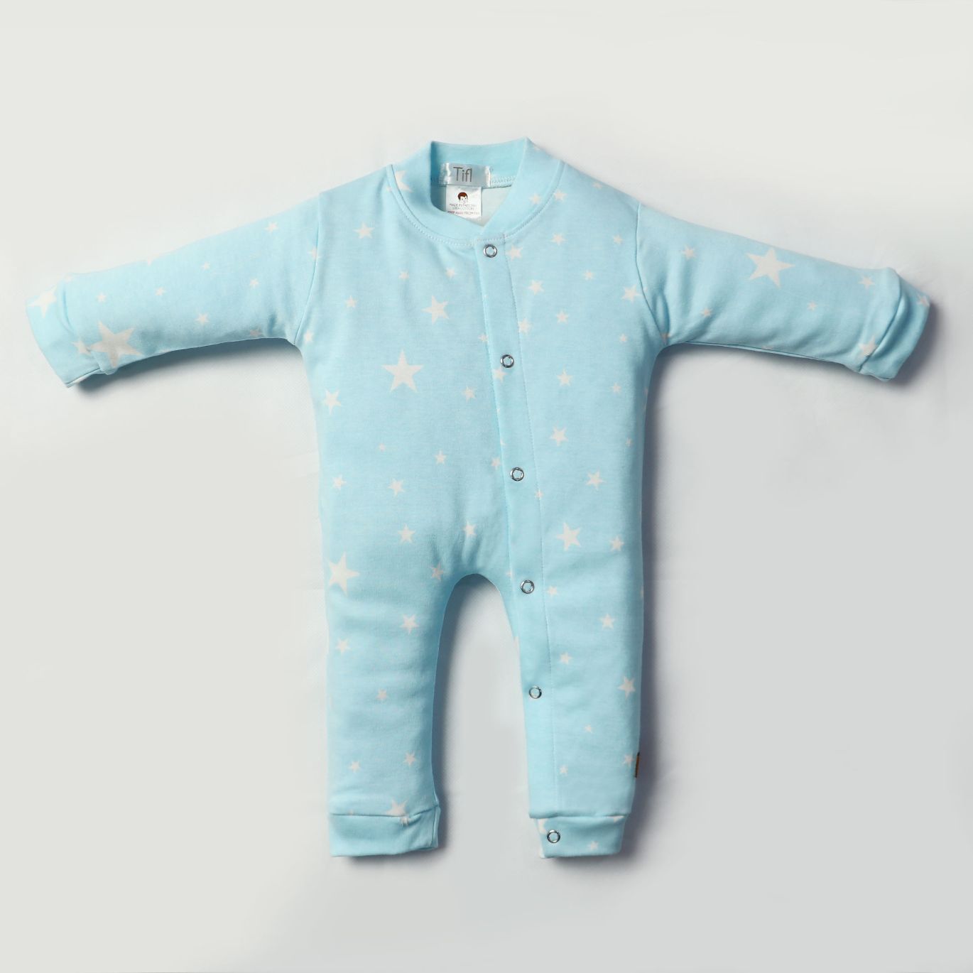 Newborn Baby Romper Bodysuit Light Blue (Stripes, Clouds, Stars)