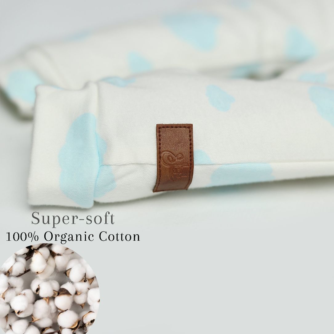 Newborn Baby Romper Bodysuit Light Blue (Stripes, Clouds, Stars)