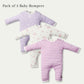 Newborn Baby Romper Bodysuit Lilac (Stripes, Clouds, Stars)