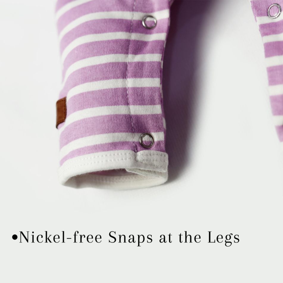 Newborn Baby Romper Bodysuit Lilac (Stripes, Clouds, Stars)
