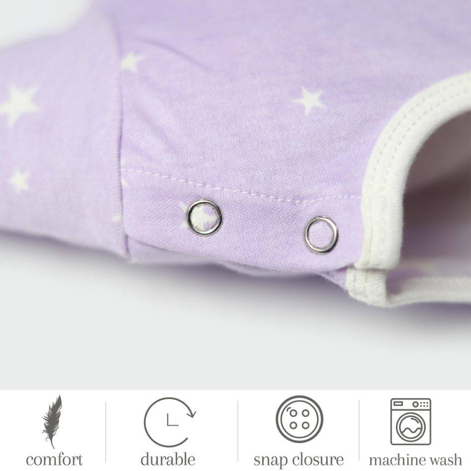 Newborn Baby Romper Bodysuit Lilac (Stripes, Clouds, Stars)