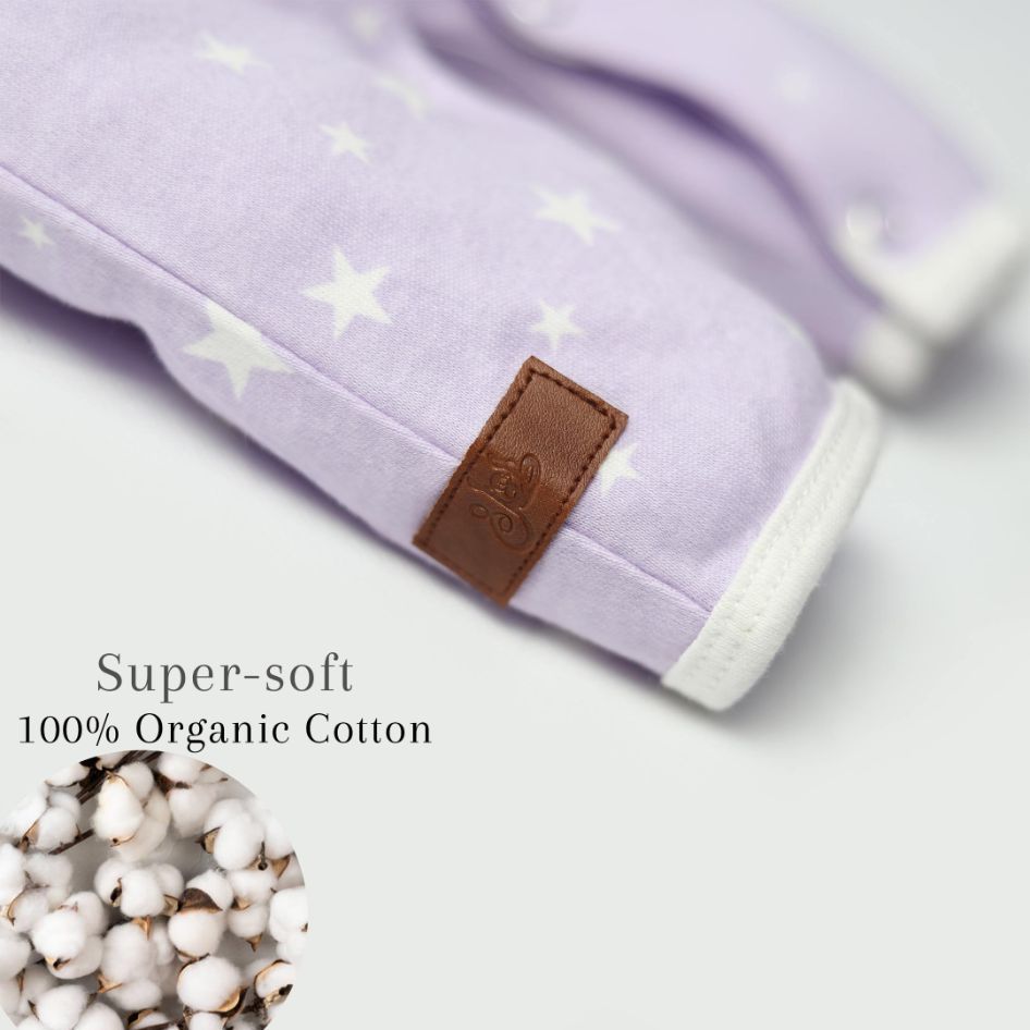 Newborn Baby Romper Bodysuit Lilac (Stripes, Clouds, Stars)