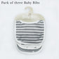 Pack of 3 Bibs Set Grey (Stripes, Clouds, Stars)