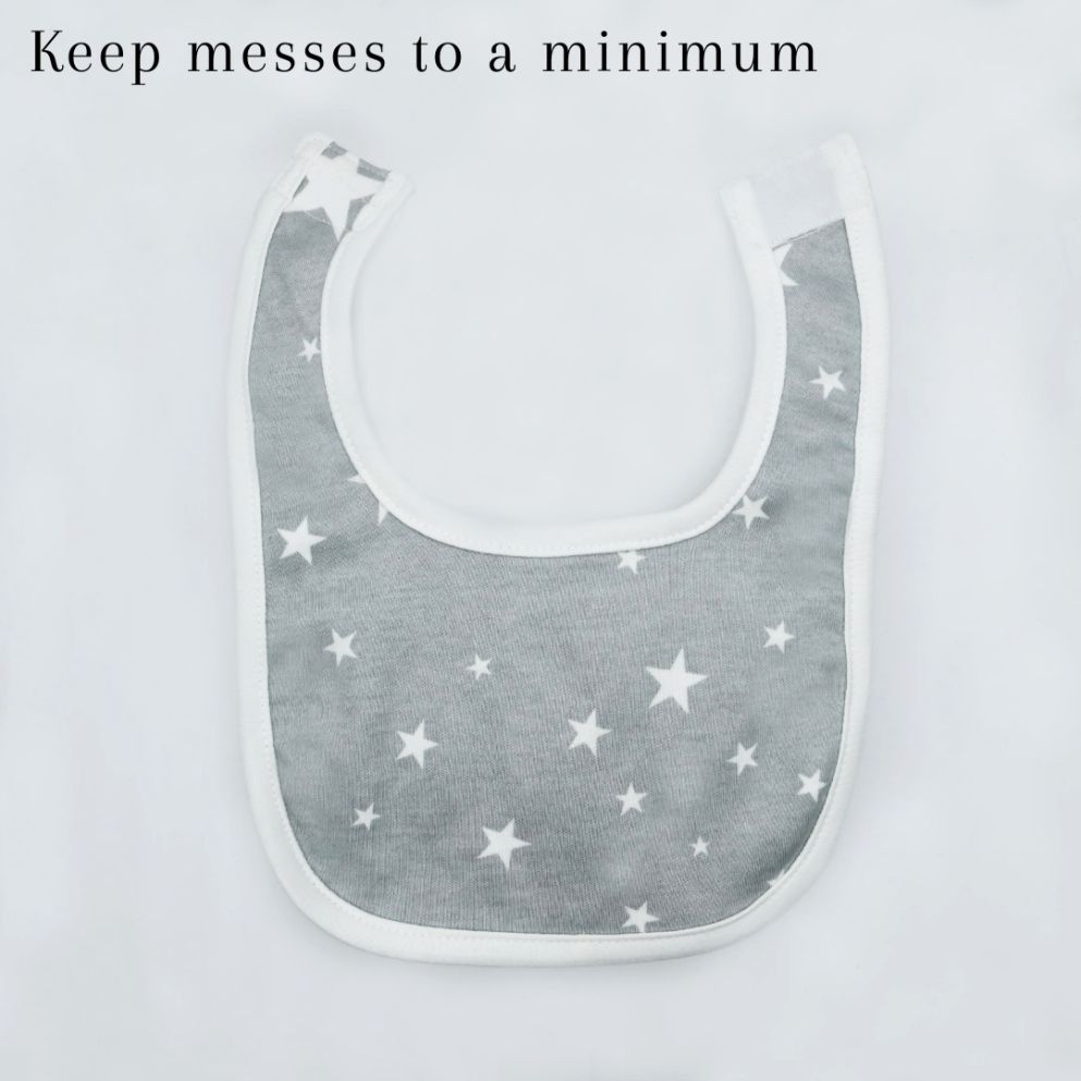 Pack of 3 Bibs Set Grey (Stripes, Clouds, Stars)