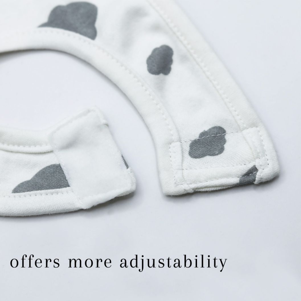 Pack of 3 Bibs Set Grey (Stripes, Clouds, Stars)