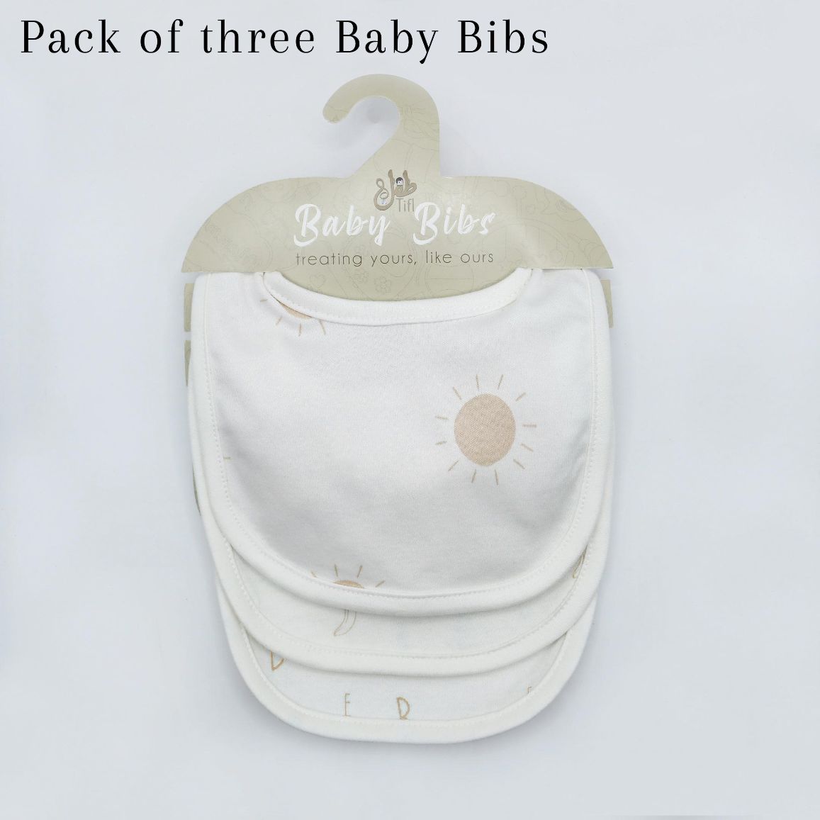 Pack of 3 Bibs Set Ivory Cream (ABC, Sun, Banana)