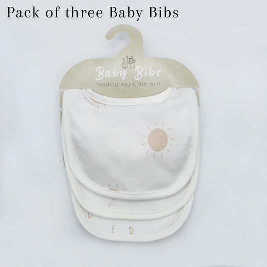 Pack of 3 Bibs Set Ivory Cream (ABC, Sun, Banana)