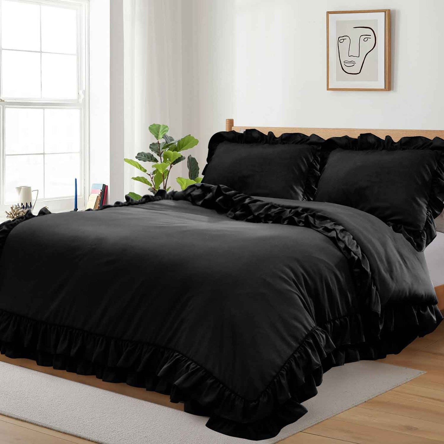 Ruffled Borders Duvet Cover Set