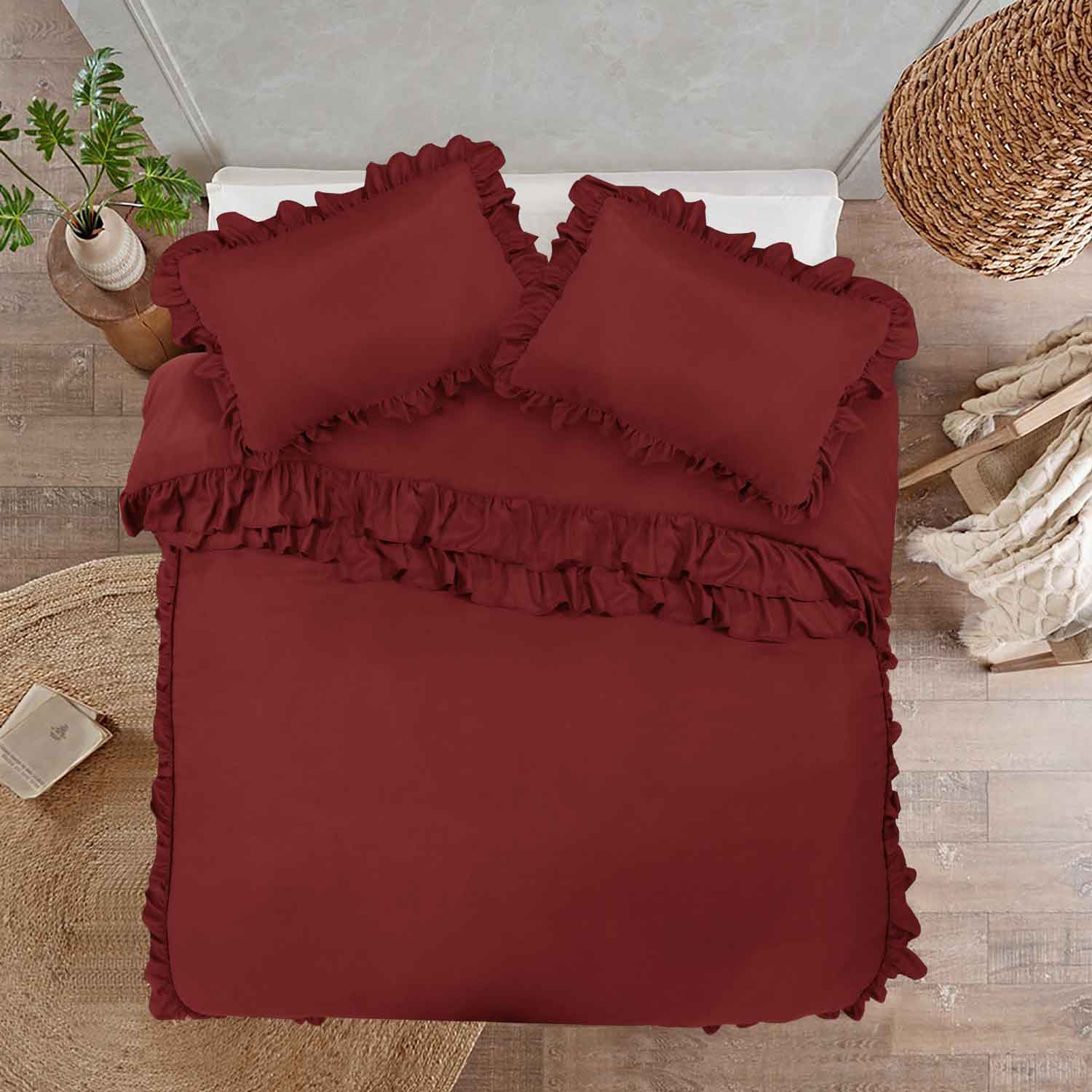 Ruffled Borders Duvet Cover Set