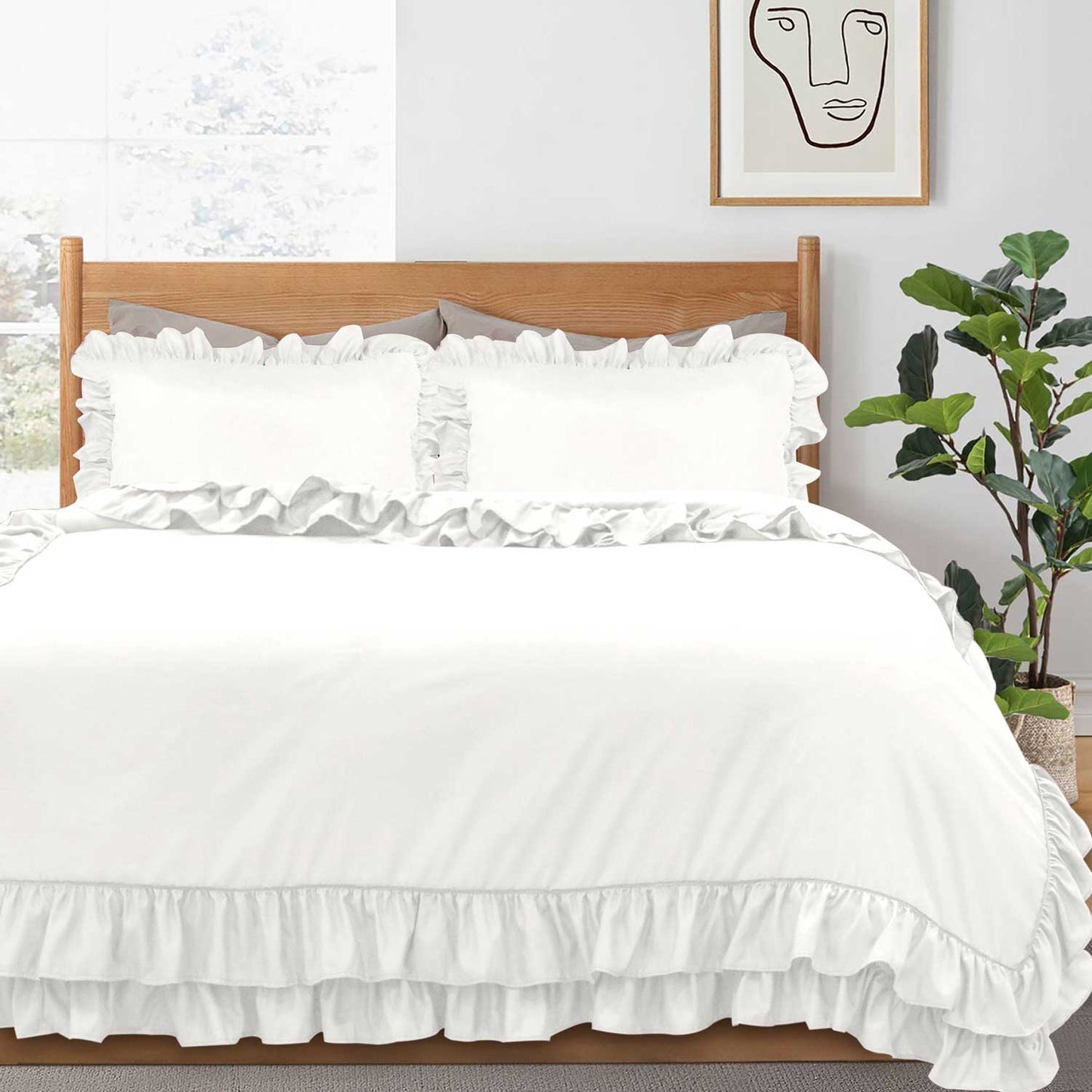 Ruffled Borders Duvet Cover Set