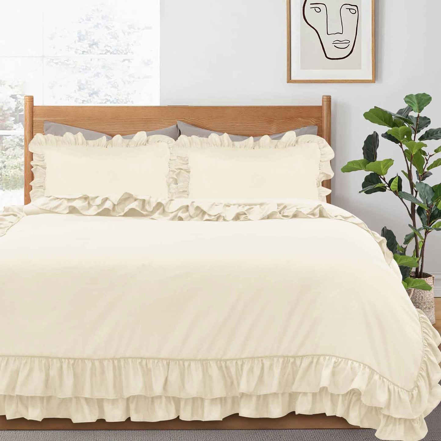 Ruffled Borders Duvet Cover Set