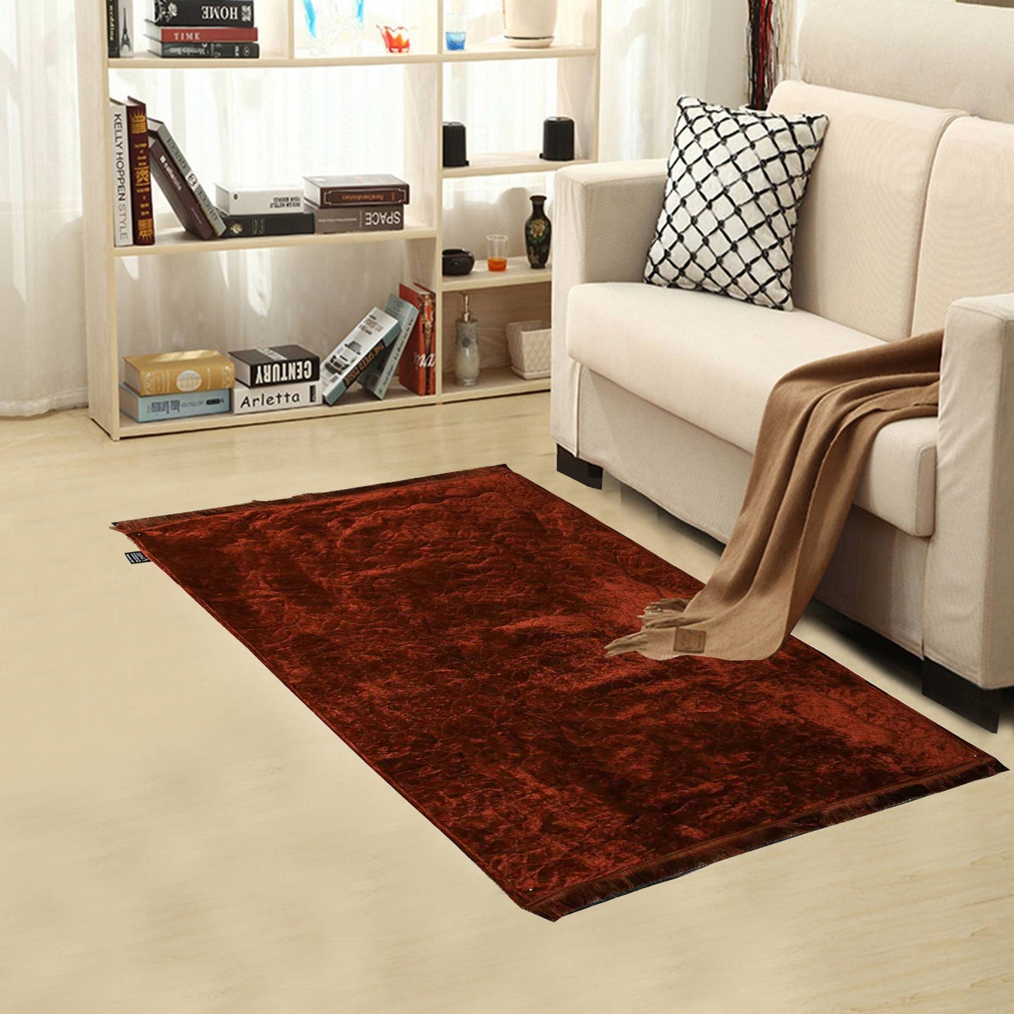 Luxury Crushed Velvet Rug Rust