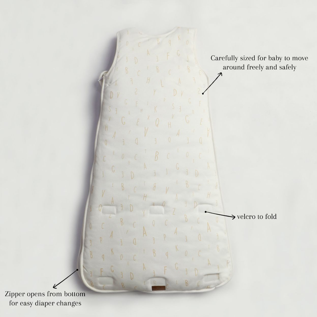 Ivory Cream ABC Baby Sleeping Bag