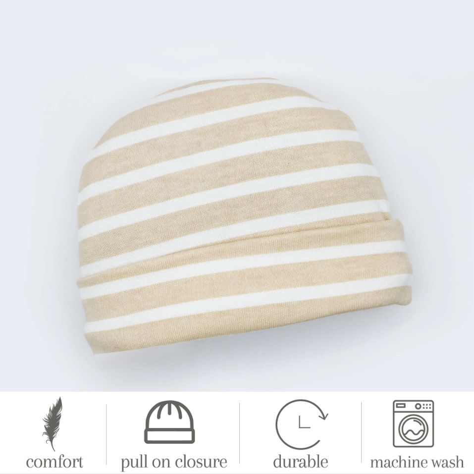 Baby Cap Ivory Cream Stripes