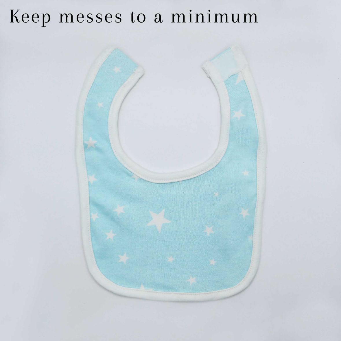 Pack of 3 Bibs Set Light Blue (Stripes, Clouds, Stars)