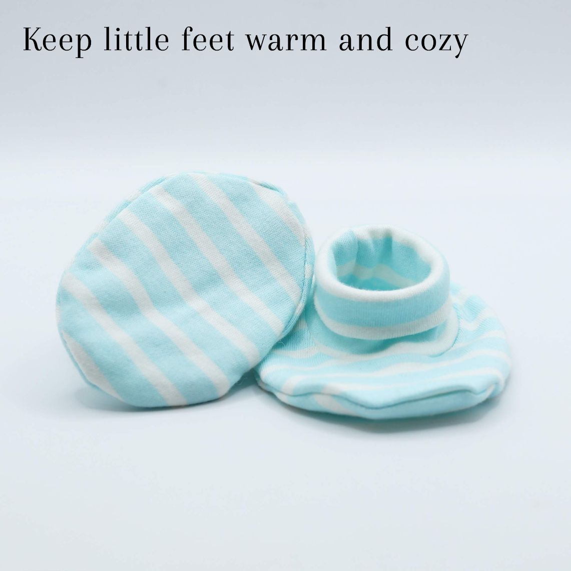 Pair of 3 Baby Booties Light Blue (Stripes, Clouds, Stars)