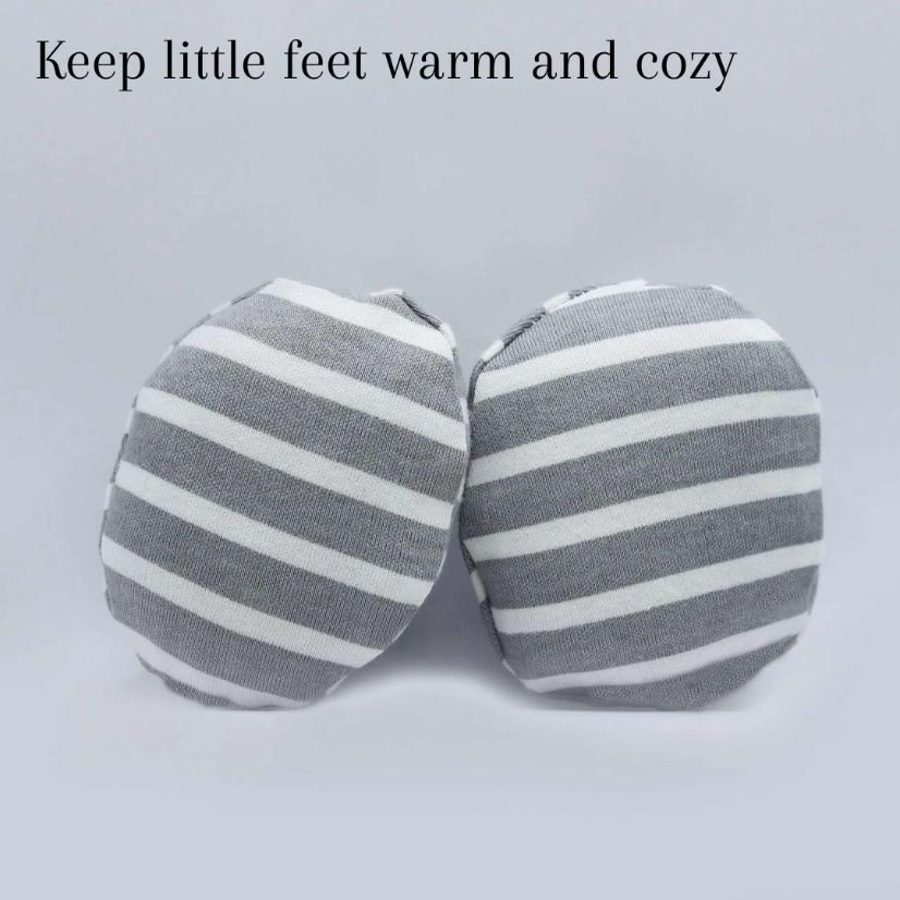 Pair of 3 Baby Booties Grey (Stripes, Clouds, Stars)